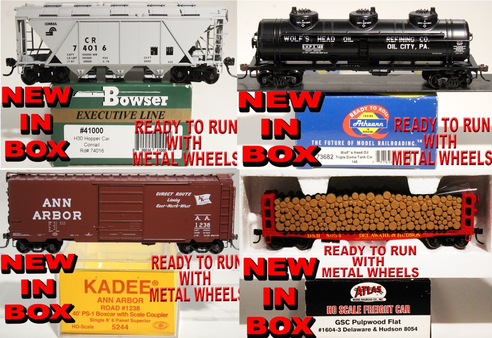 HO-RTR-ATLAS-WALTHERS-ATHEARN-BOWSER EXEC.-KD-PK2 AND MORE NEW IN BOX
