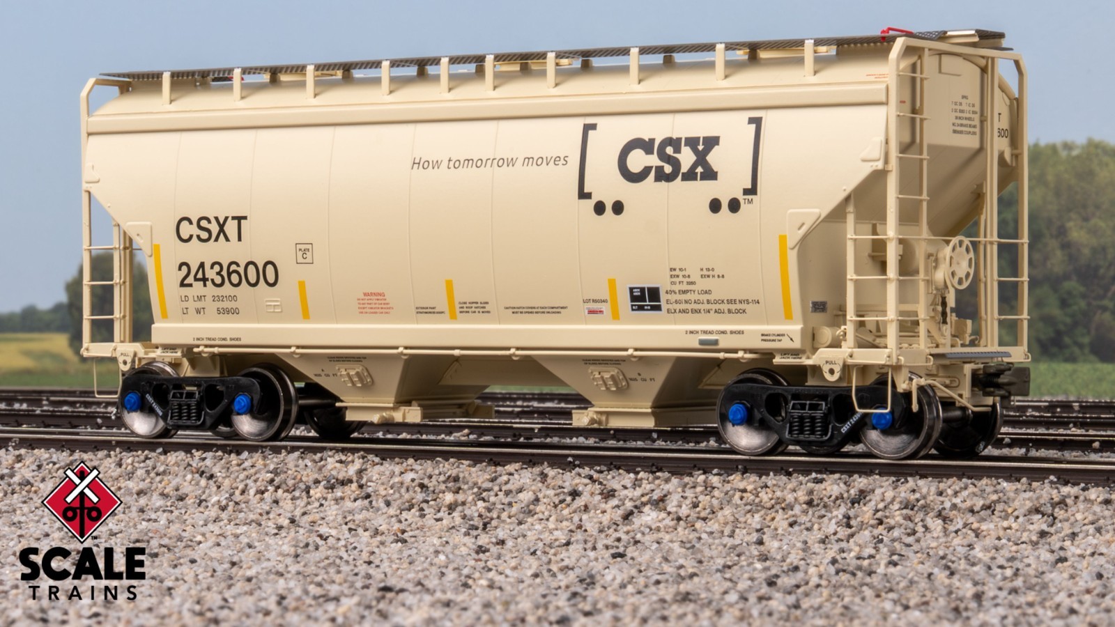 SCALETRAINS HO RIVET COUNTER Gunderson 3250 Covered Hopper – CSX Boxcar Logo