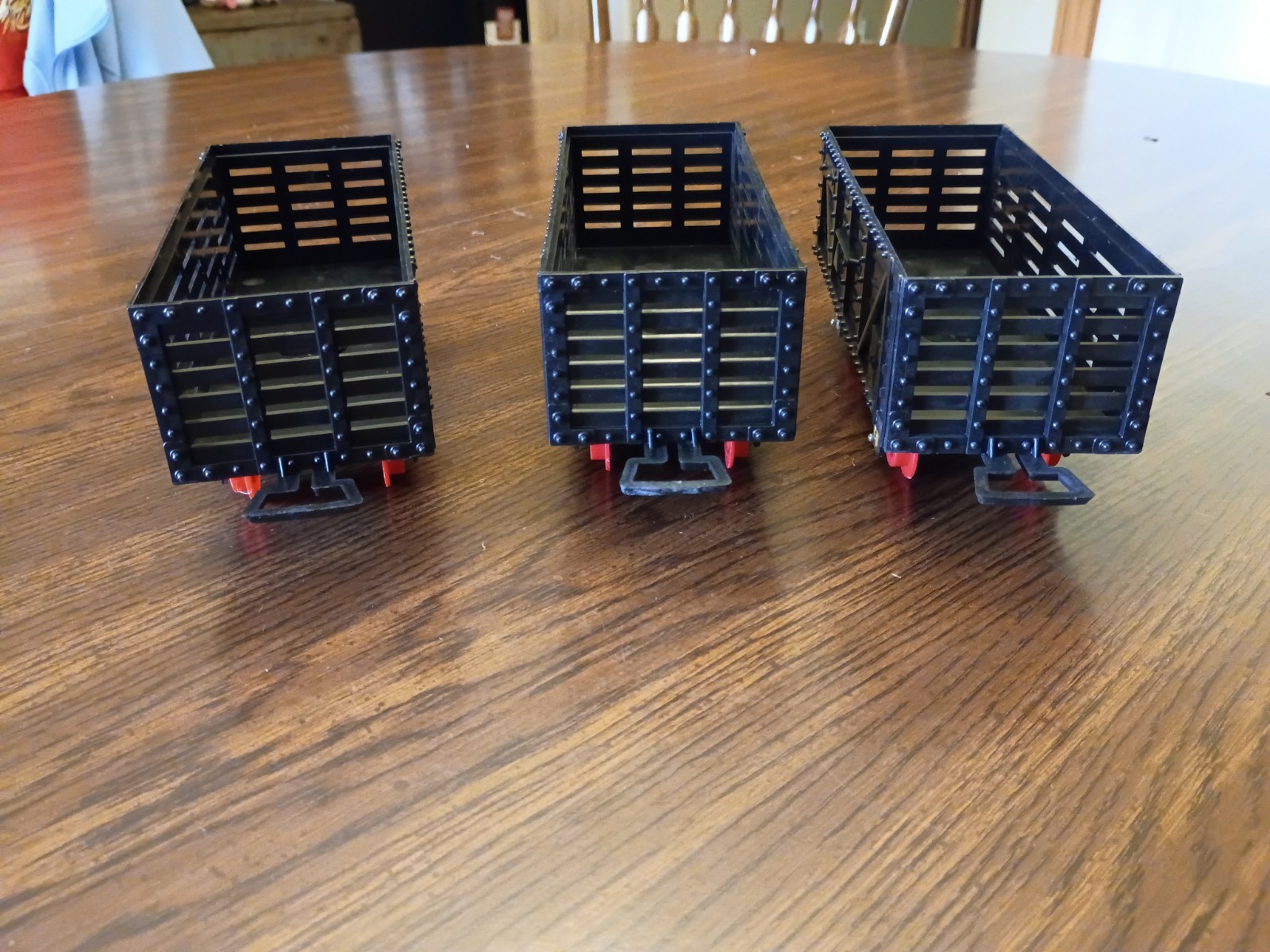 Lot Of 3 Mota Black Stock Cars G Gauge (All Roll, 2 Little Scuffed Up On Bottom)